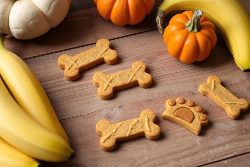 dog treats with banana and pumpkin